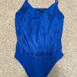 Express Royal Blue Wrap Bodysuit